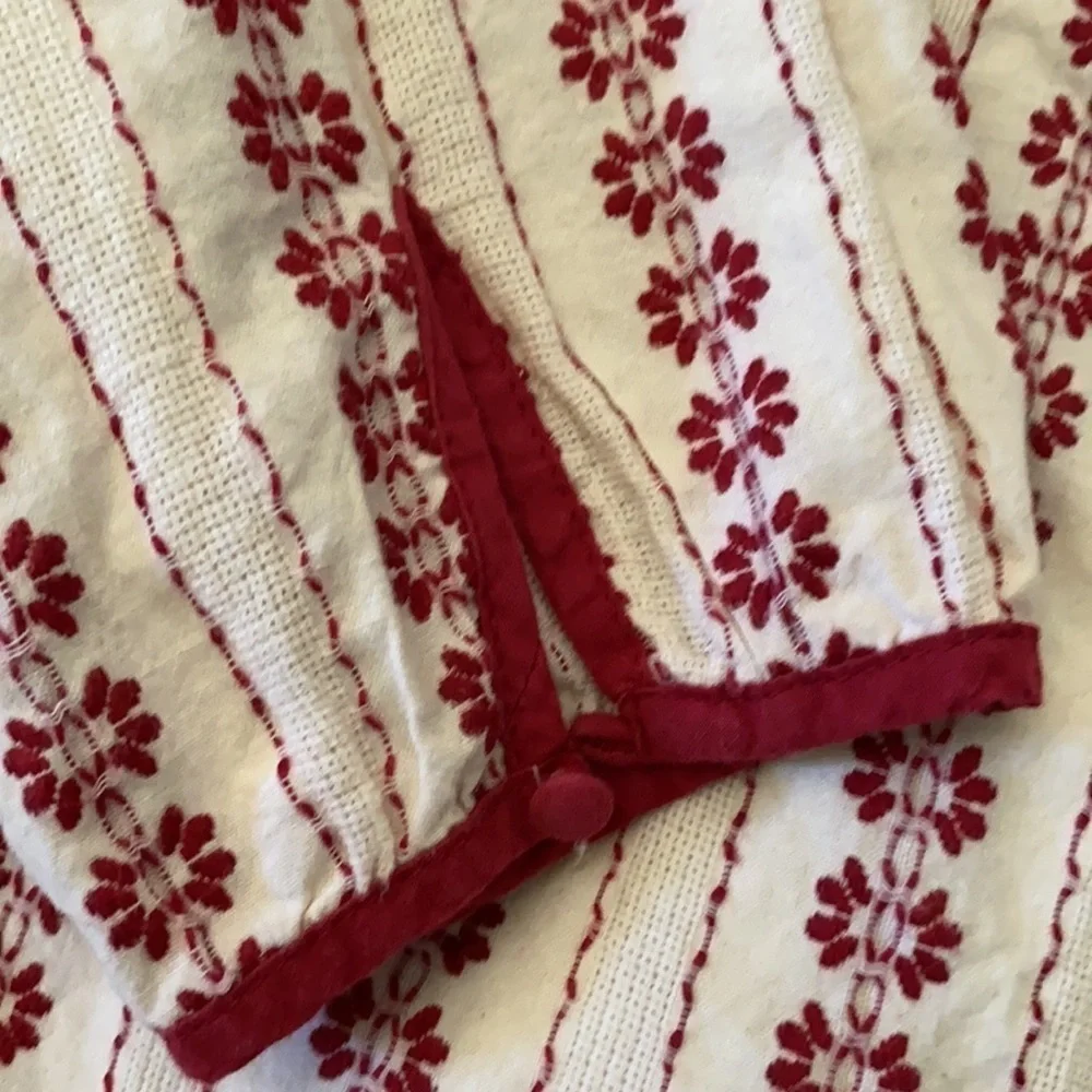 Chelsea and Violet red & cream linen pajama set